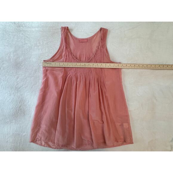 CP Shades Silk Pleated Tunic Tank Blouse Peach Orange Sleeveless Top Size M - Picture 4 of 8